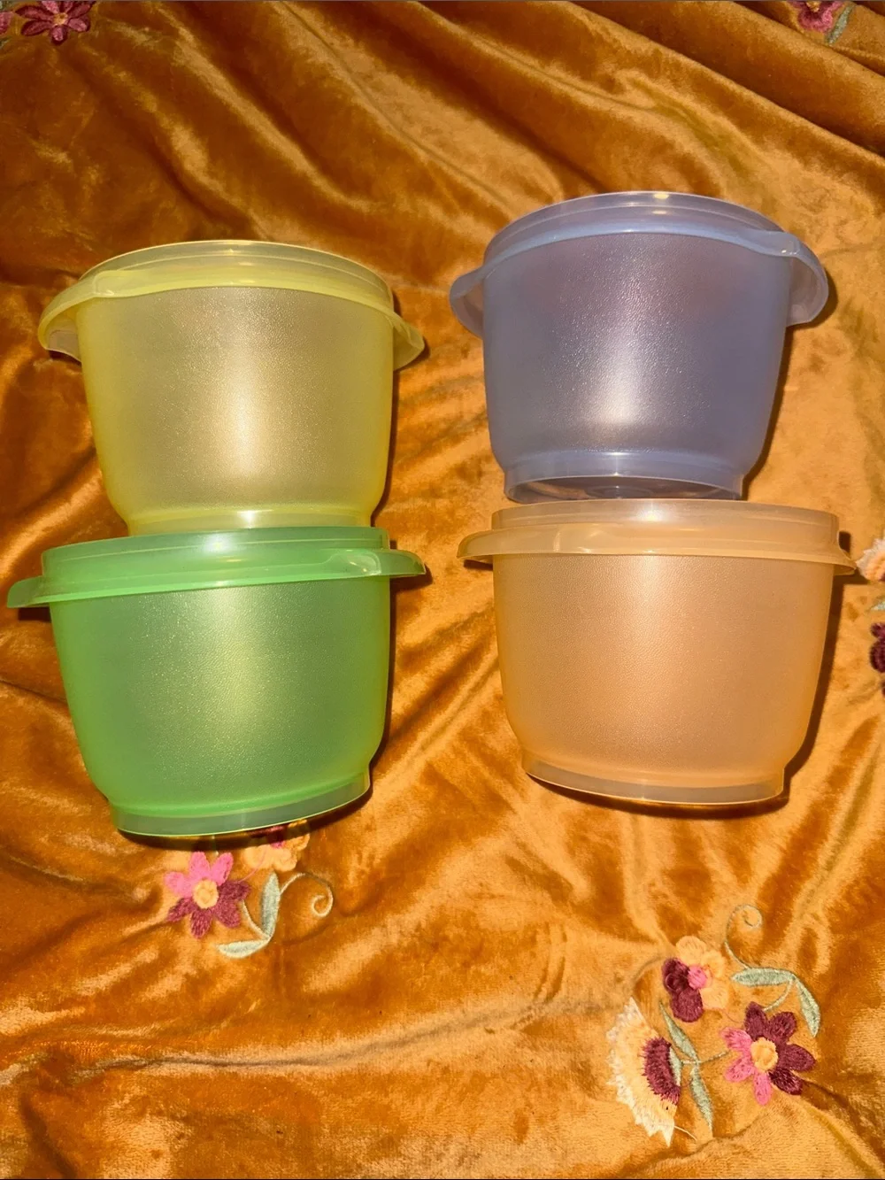 Tupperware Classic Sheer Servalier, Set of 4, NIB, Retro 2000s, Pastel / Jewel